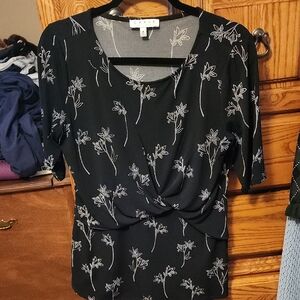 Black Floral Women's Top